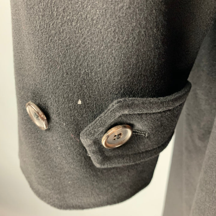 FACONNABLE Size 48 Black Cashmere Hidden Buttons Coat