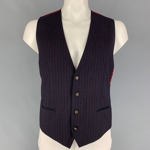DOLCE &amp; GABBANA Talla 42 Chaleco de rayas verticales azul marino burdeos