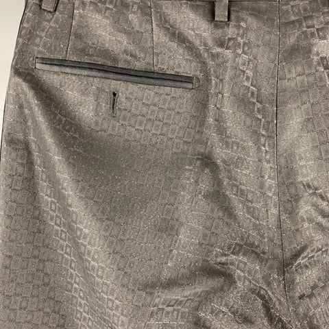 DOLCE & GABBANA Size 32 Black Metallic Polyester Silk Tuxedo Dress Pants