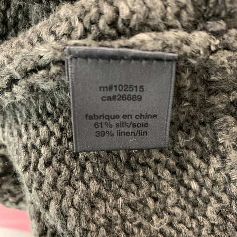 JOHN VARVATOS Size M Charcoal Knit Silk &  Linen V-Neck Sweater