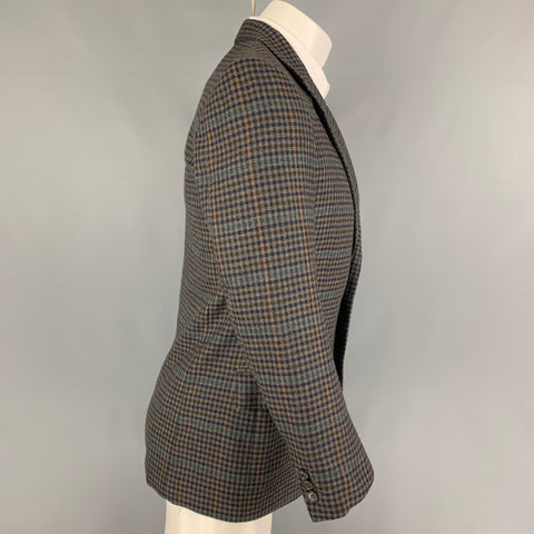 LUCIANO BARBERA Size 38 Grey Houndstooth Wool Sport Coat