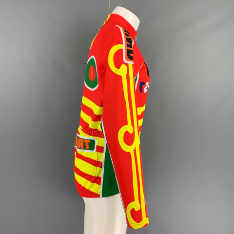 WALTER VAN BEIRENDONCK SS19 Size L  Red Graphic Nylon Jersey Bike Top