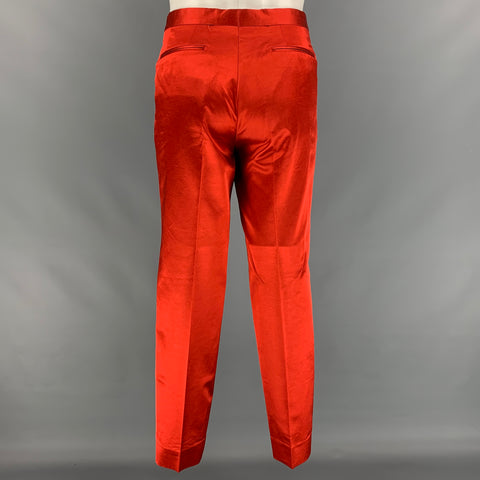 DRIES VAN NOTEN Size 40 Orange Cotton / Viscose Notch Lapel Suit