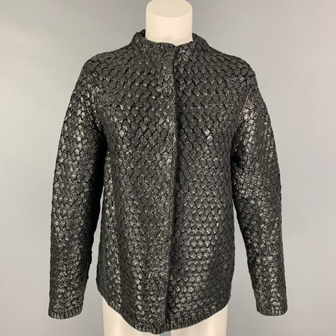 MARC JACOBS Chaqueta sin cuello con botones a presión de lana de punto negra talla L