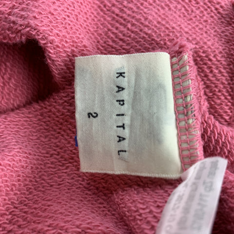KAPITAL Size M Pink Graphic Cotton Hooded Sweatshirt