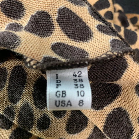 MOSCHINO Size 8 Brown Tan Animal Print Buttoned Cardigan