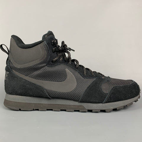NIKE Talla 12 Zapatillas altas de gamuza de malla de tejidos mixtos negros