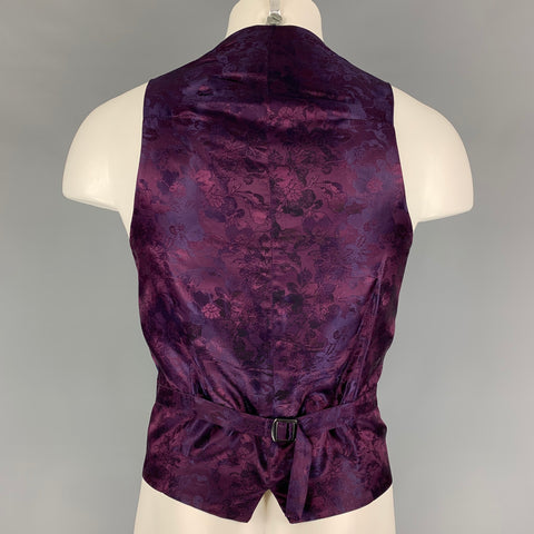 DUCHAMP Size 38 Dark Purple Cotton Buttoned Vest