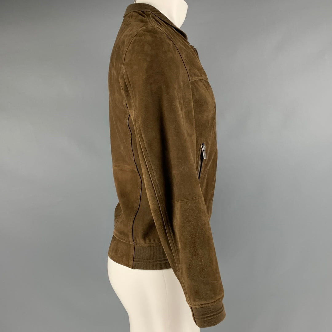 MASSIMO DUTTI Size S Brown Suede Bomber Jacket