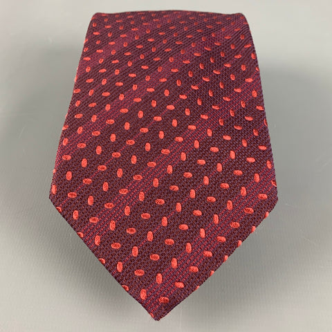 GIORGIO ARMANI Burgundy Red Dots Silk Tie