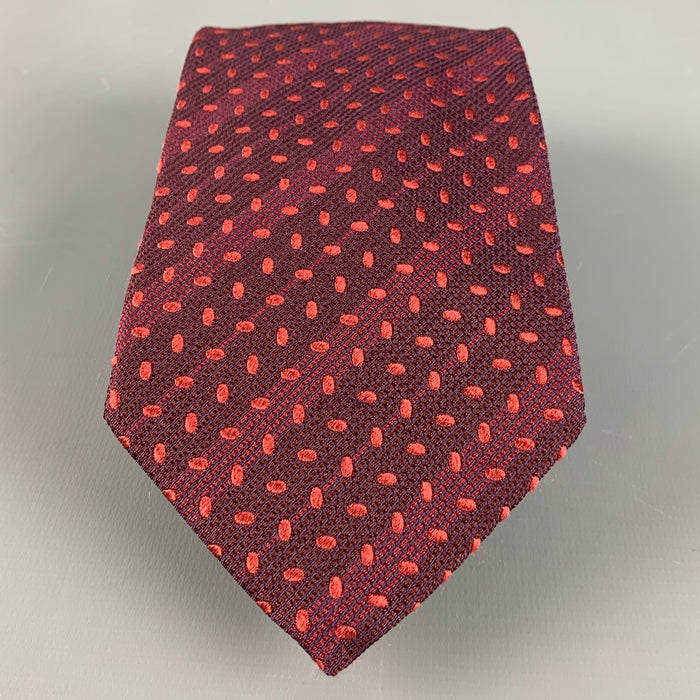 GIORGIO ARMANI Burgundy Red Dots Silk Tie