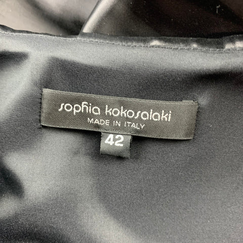 SOPHIA KOKOSALAKI Size 6 Black Nylon Blend Ruched Cocktail Dress