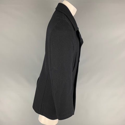 CALVIN KLEIN Chest Size 40 Size 40 Navy Solid Polyester / Wool Peacoat Coat