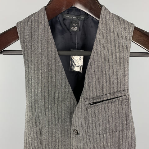MARC by MARC JACOBS Size S Gray Stripe Wool Buttoned Vest (Indoor)