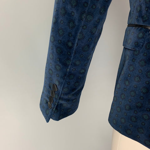 DOLCE & GABBANA Size 34 Navy Black Circles Cotton Blend Sport Coat