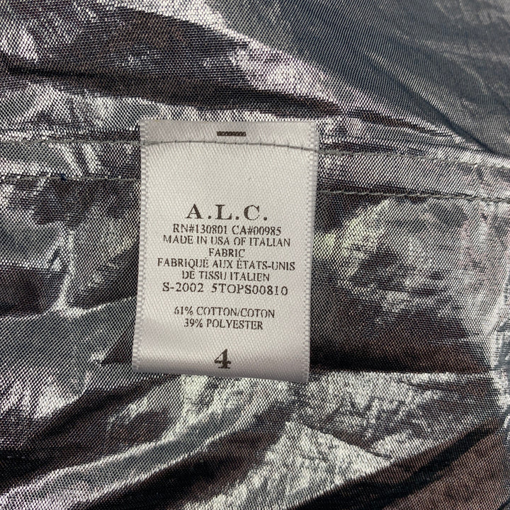 A.L.C. Size 4 Silver Metallic Cotton / Polyester Dress Top