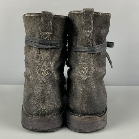 JOHN VARVATOS Taille 9.5 Bottes Bowery Gussett en cuir vieilli noir