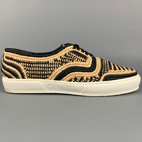 ROBERT CLERGERIE Taille 8 Baskets à lacets tissées naturelles noires