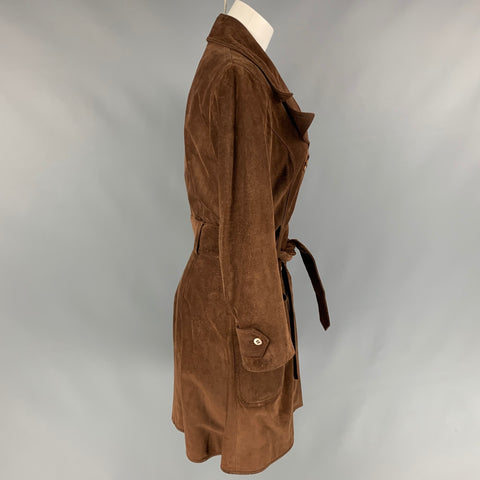 D&G by DOLCE & GABBANA Size S Brown Suede Trench Coat