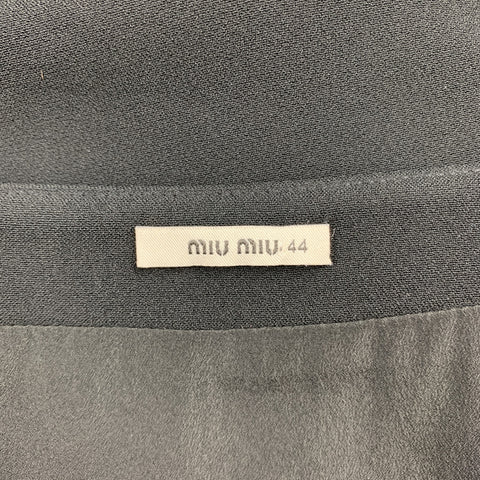 MIU MIU Size 8 Black Acetate / Viscose Side Slit A-Line Skirt