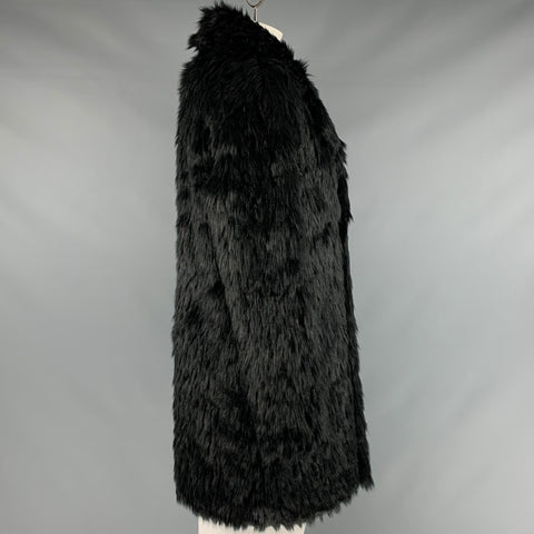 REPRESENT Size L Black Textured Modacrylic Blend Notch Lapel Coat