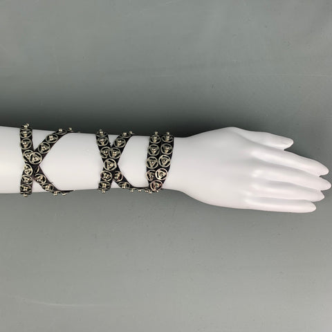 ANN DEMEULEMEESTER Black Silver Ribbon Snaps Bracelet