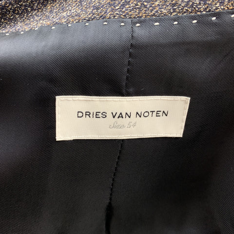 DRIES VAN NOTEN Size 44 Brown Heather Linen / Cotton Sport Coat