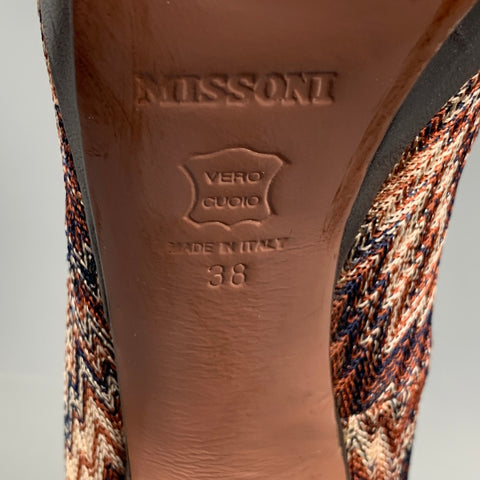 MISSONI Size 8 Multi-Color Zig Zag Platform Pumps