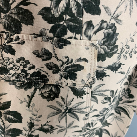 GUCCI Size 38 Cream Black Floral Cotton Single breasted Sport Coat