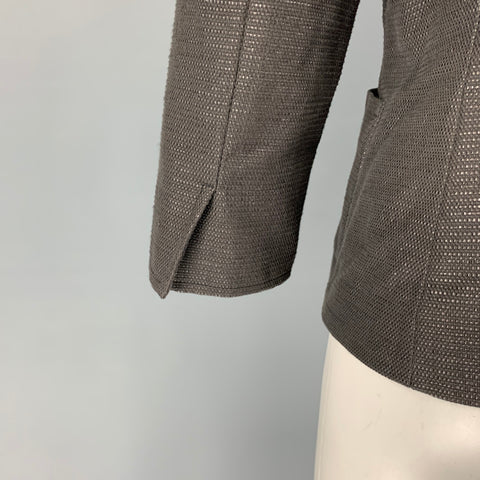 MAX MARA Size 10 Brown Cotton Blend Textured Jacket