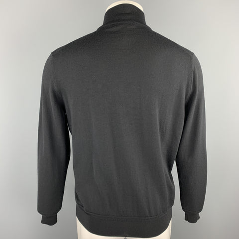 ERMENEGILDO ZEGNA Size M Black Wool / Cashmere Zip Up Cardigan