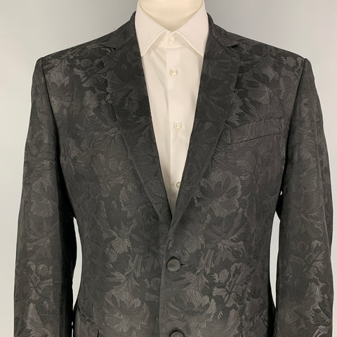 JUST CAVALLI Taille 50 Manteau de sport à revers cranté en acétate jacquard noir