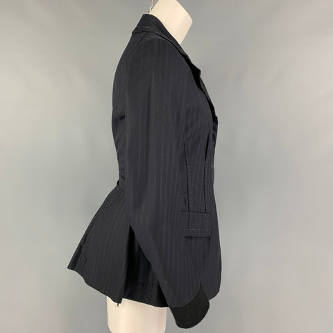 NIGEL PRESTON Size M Navy Wool Cotton Contrast Stitch Jacket Blazer