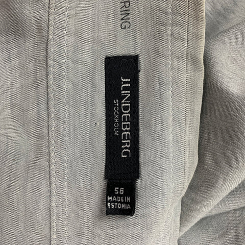 J. LINDEBERG Size XXL Grey Ruffled Cotton Blend Button Up Long Sleeve Shirt