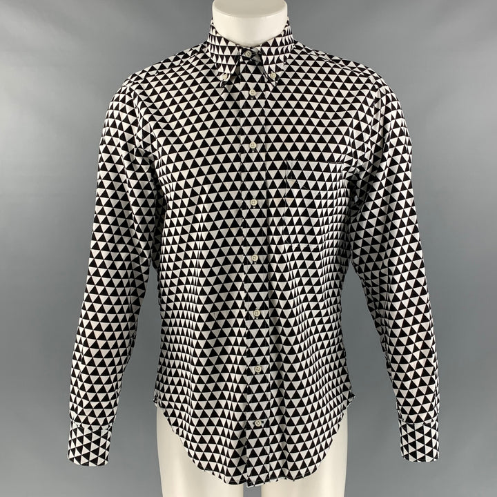 GITMAN BROS Size M Black & White Triangle Cotton One pocket Long Sleeve Shirt