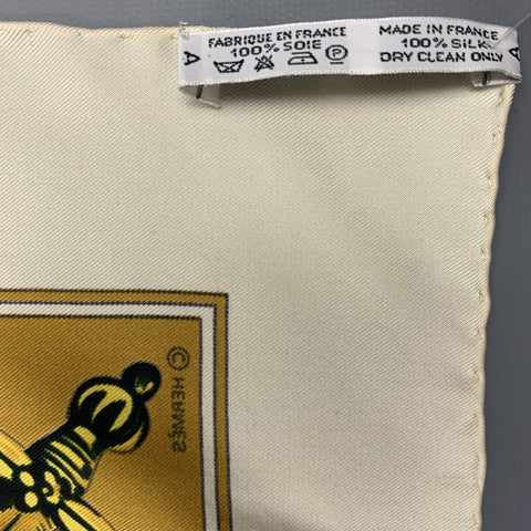 HERMES LE TAROT Beige Silk Scarf