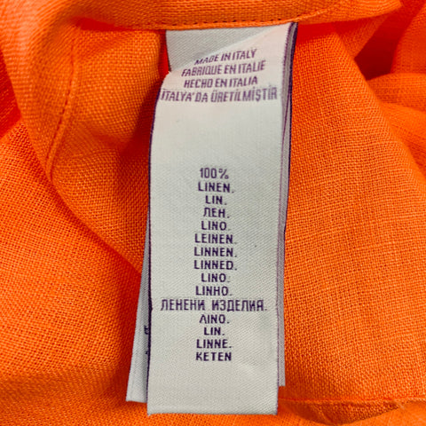 RALPH LAUREN Size XXL Orange Linen Spread Collar Long Sleeve Shirt