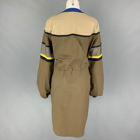 ETRO Taille 12 Robe à cordon de serrage à motifs mixtes noir taupe