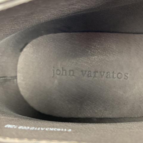 JOHN VARVATOS Talla 12 Botas con cordones de cuero macizo negro con suela de goma