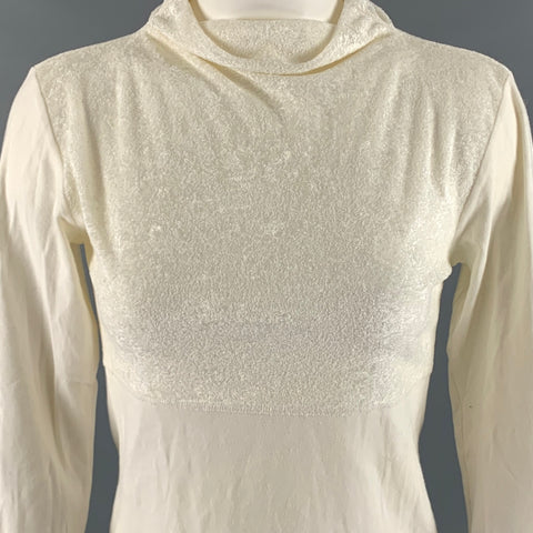 ISSEY MIYAKE Size S Cream Acetate Polyester Mock Neck Casual Top