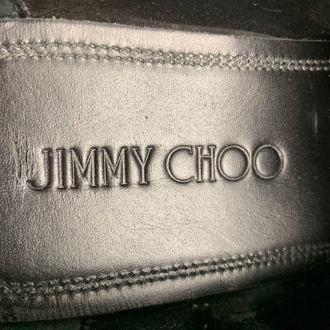 JIMMY CHOO Size 10.5 Black Animal Print Leather Slip On Loafers