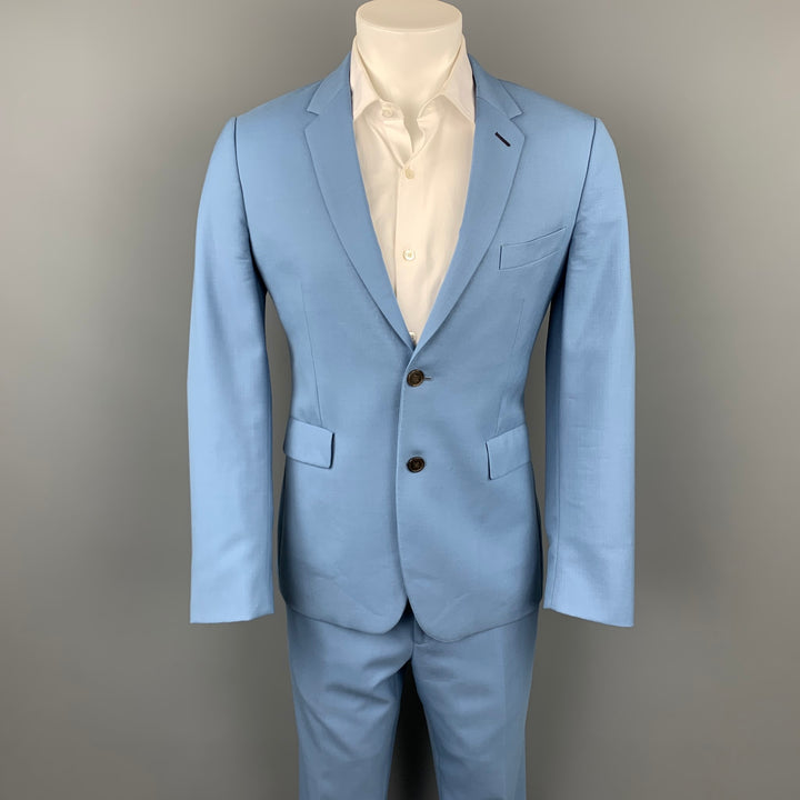PAUL SMITH Kensington Fit Size 38 Regular Light Blue Wool Notch Lapel Suit