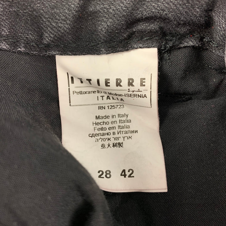 PIERRE BALMAIN Size 28 Red Black Wash Denim Zip Up Jeans