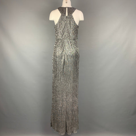 HALSTON HERITAGE Size 6 Silver & Black Polyester Blend Cocktail Dress