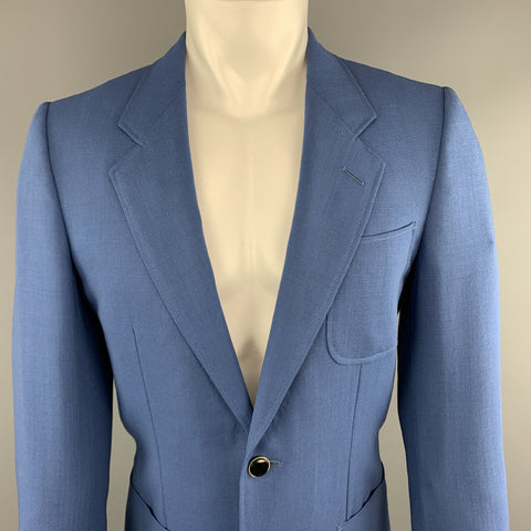 YVES SAINT LAURENT Taille 36 Manteau de sport bleu en mohair avec revers cranté et poche plaquée