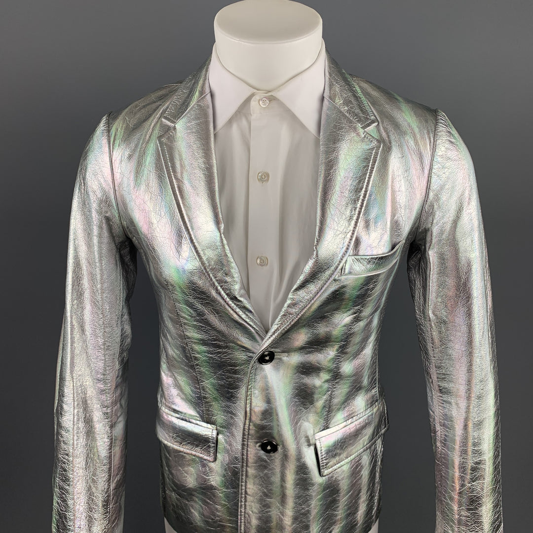 MARC by MARC JACOBS Size 38 Silver Iridescent Leather Sport Coat