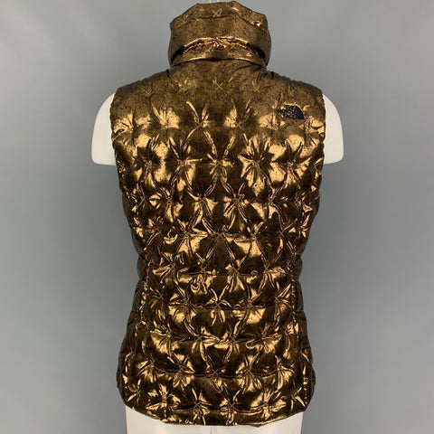 THE NORTH FACE Size S Gold Black Polyester Quilted Zip Up Vest