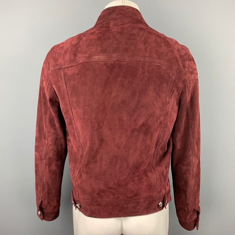 PAUL SMITH Taille L Veste camionneur en daim bordeaux
