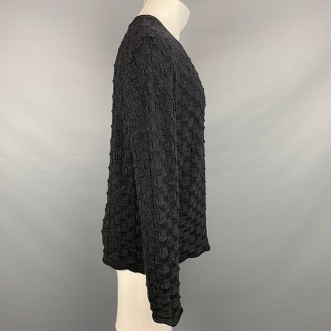 ISSEY MIYAKE Size M/L Charcoal Textured Crew-Neck Pullover