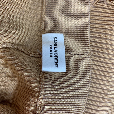 SAINT LAURENT Pantalón corto ciclista de canalé de viscosa beige Talla XS